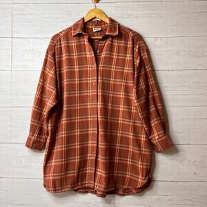 Pact Shirt Womens SZ XS/S Fireside Spice Plaid Flannel Oversized Organic Cotton